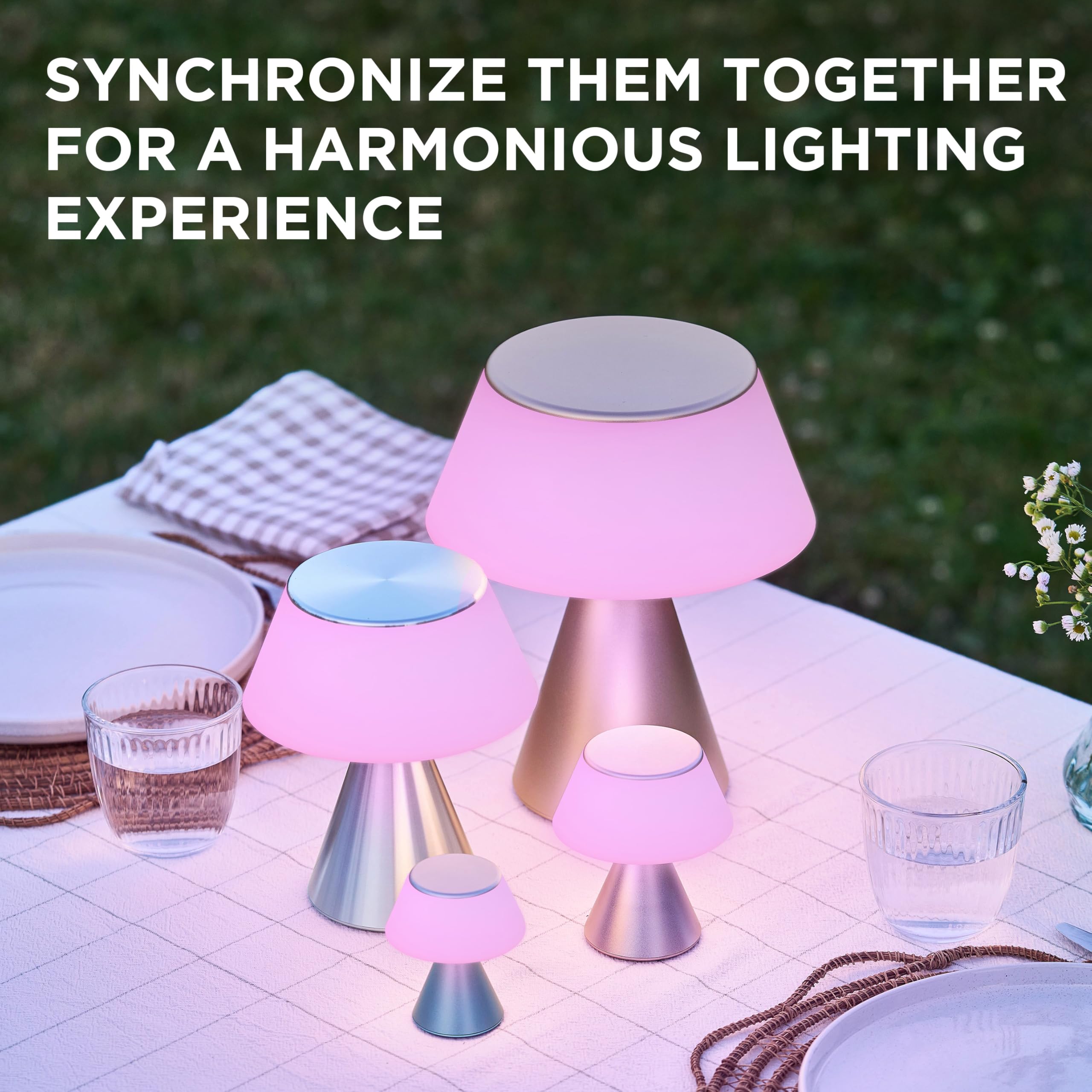 Lexon LUMA S Touch Bedside Lamp, Wireless Night Light with Adjustable Brightness and Multi-Lamp Synchronization, 9 LED Colors - Image 4