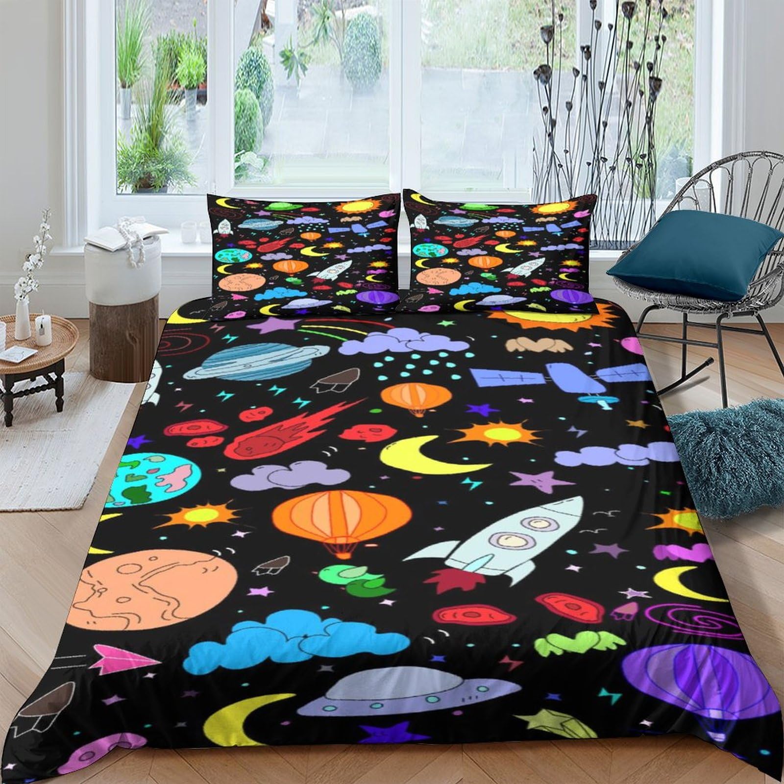 Parure de lit 3D Voie lactée en microfibre respirante de qualité supérieure pour lit double