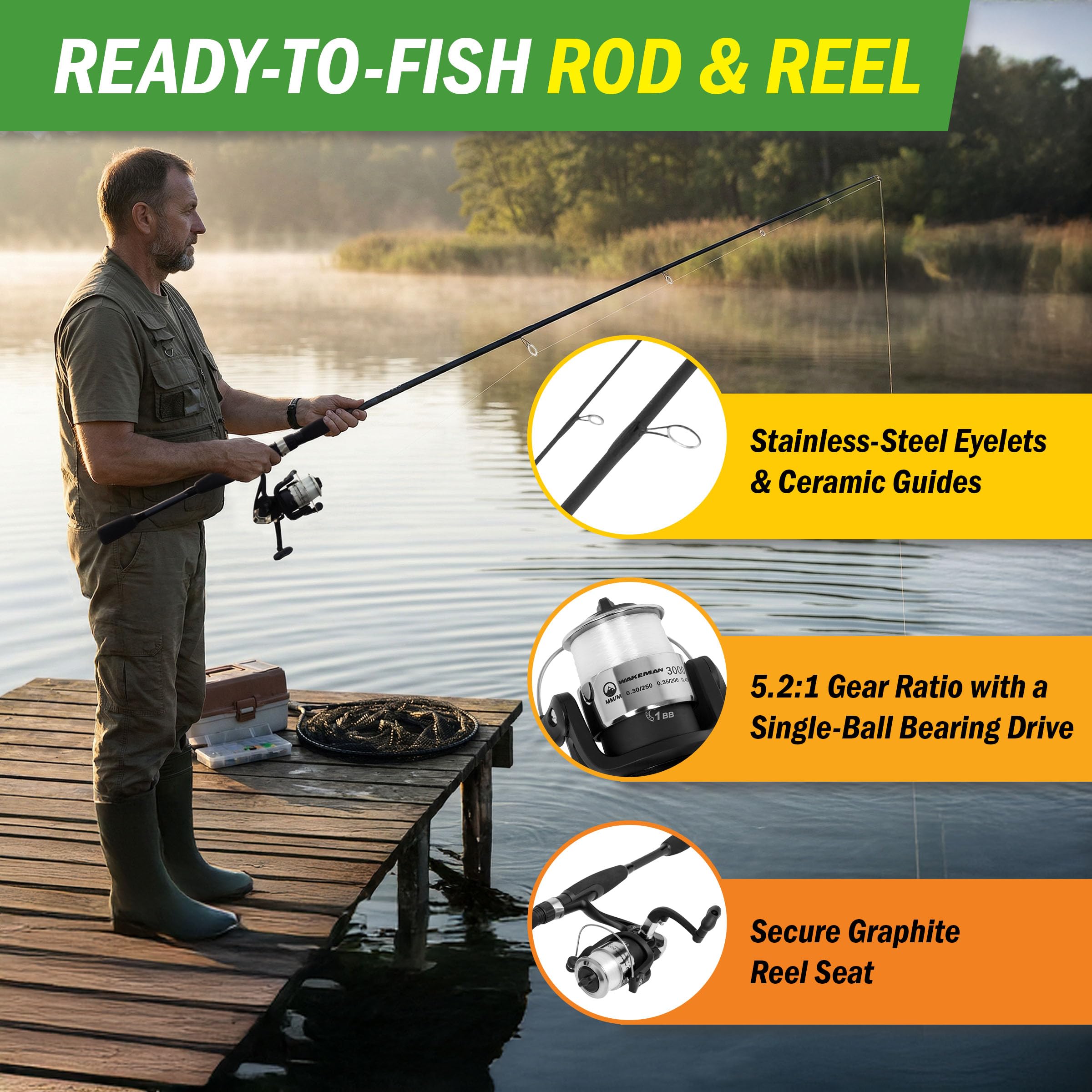 Amazon.com : Fiberglass Fishing Pole - Strike Series Collapsible Rod and Spinning Reel Combo Gear for Catching Walleye, Bass, Trout, and More by Wakeman (Black) : Sports & Outdoors Amazon.com : Fiberglass Fishing Pole - Strike Series Collapsible Rod and Spinning Reel Combo Gear for Catching Walleye, Bass, Trout, and More by Wakeman (Black) : Sports & Outdoors
