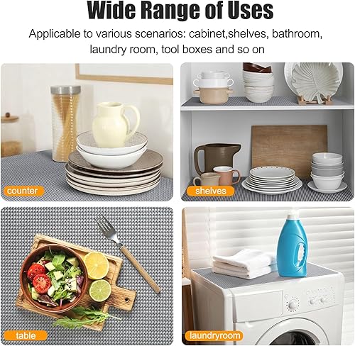 Miniatura 6 de Songrey Forro no adhesivo para cajones y estantes, forros antideslizantes para gabinetes, protege el armario de la cocina, cajones de baño,