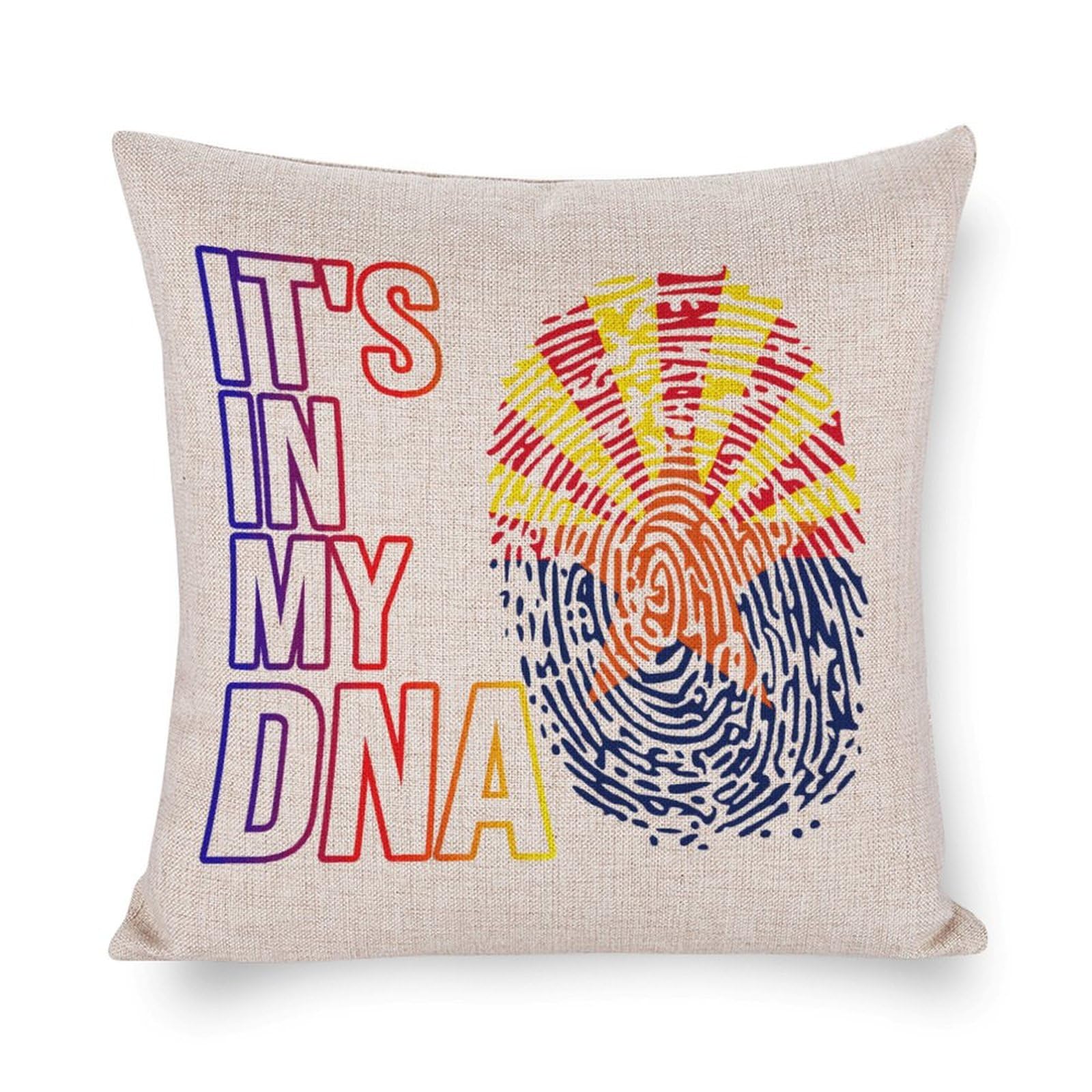 It's in My DNA Arizona State Flag Cotton and Linen Pillow Case Pattern Print Pillow Cover Zippered Cushion Covers for Sofa Bed 20"x20"