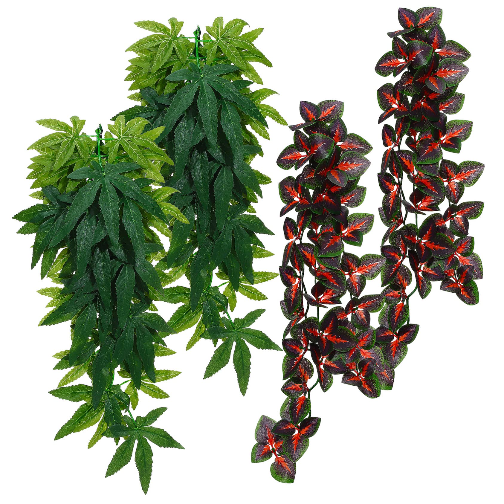 GALPADA 1set Simulation Rattan Hanging Plants for Fish Tank Habitat Decorations Lifelike Vines with Suction Cups for Reptiles Aquatic Pets Enhances Natural Environment 4pcs