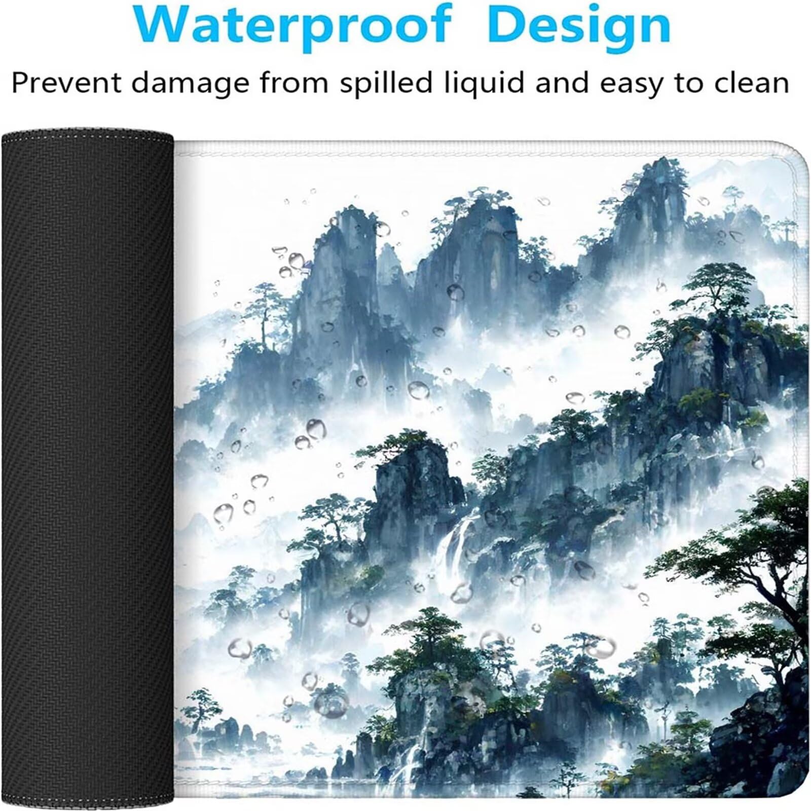 Alfombrilla Ratón Montaña Paisaje Alfombrilla Ratón XXL 1400x600x3mm Mouse Pad Resiste Salpicaduras, Extendida de Gran Tamaño con Bordes Cosidos, Mejora la Precisión y la Velocidad, Duradera y-417