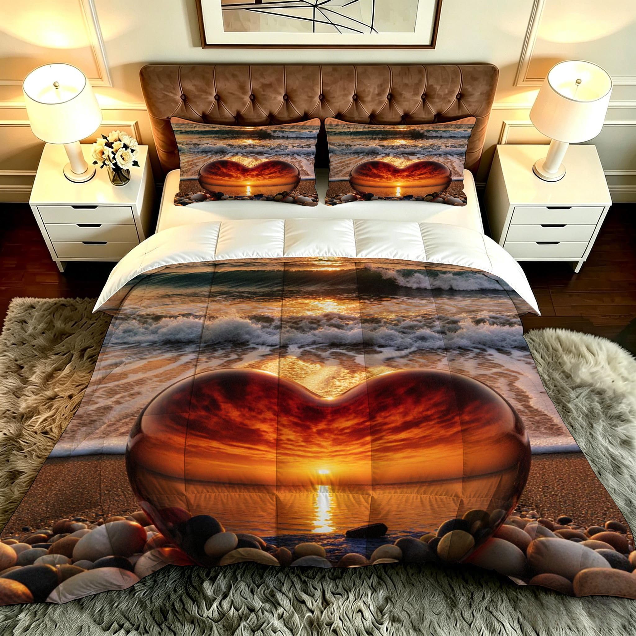 Piumino Estivo Matrimoniale 240x220, Cuore Arancione, DQ683