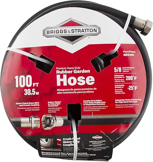 Briggs and Stratton 8BS100 100-Foot Premium Heavy-Duty Rubber Garden Hose