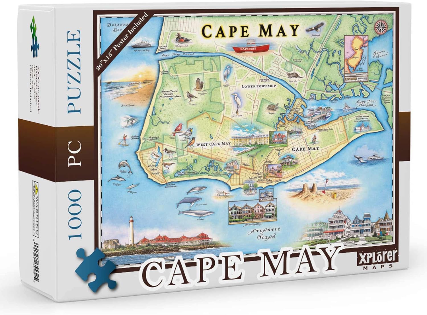 Alaska Inside Passage Map Jigsaw Puzzle – 1000 Pieces, Hand-Drawn Artwork, Educational Family Puzzle, Includes Poster – 19.8” x 26.4”