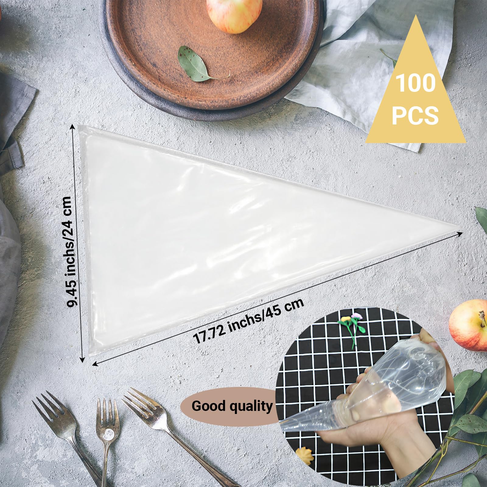 Lot de 100 grandes poches à douille sans embout de 45,7 cm pour décoration de gâteaux, biscuits, glaçage, pâtisserie, crème et sucre