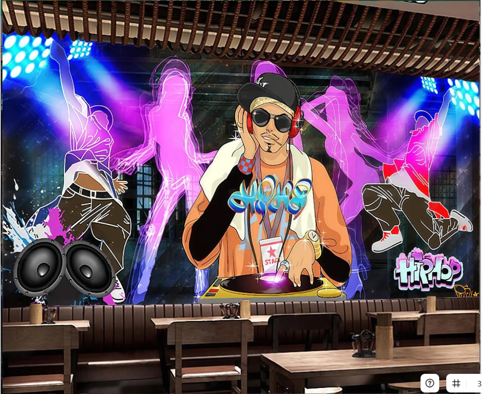 Tapete, Mode, Graffiti, Dynamischer Trend, Musik, Street Dance, Bar, Persönlichkeit, Café, Hintergrund, Wandgemälde, Westliches Restaurant, Tapete,3D,430x300cm