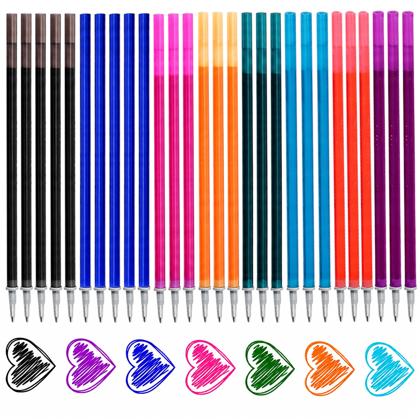 25 Pack Erasable Pen Refills 0.7 mm Line Width, for Friction Pen Refills