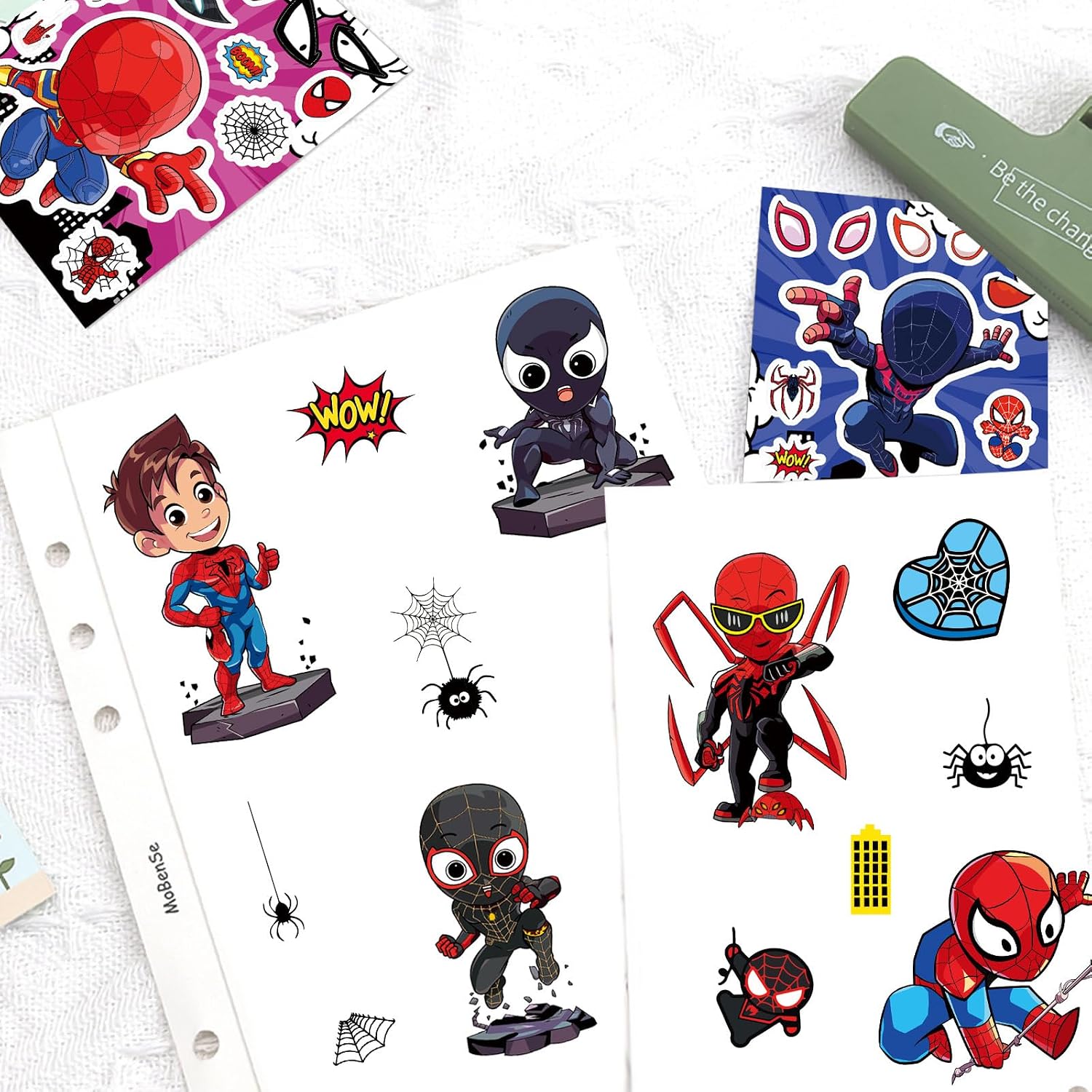 24 Sheets Make Your Own Cartoon Spider-Man Stickers, Make a Face Sticker, Classic Superhero Movie Decals, Art Craft Party Supplies for Party Decoration, Reward, Decor, Gift Idea (Zzx) image 4