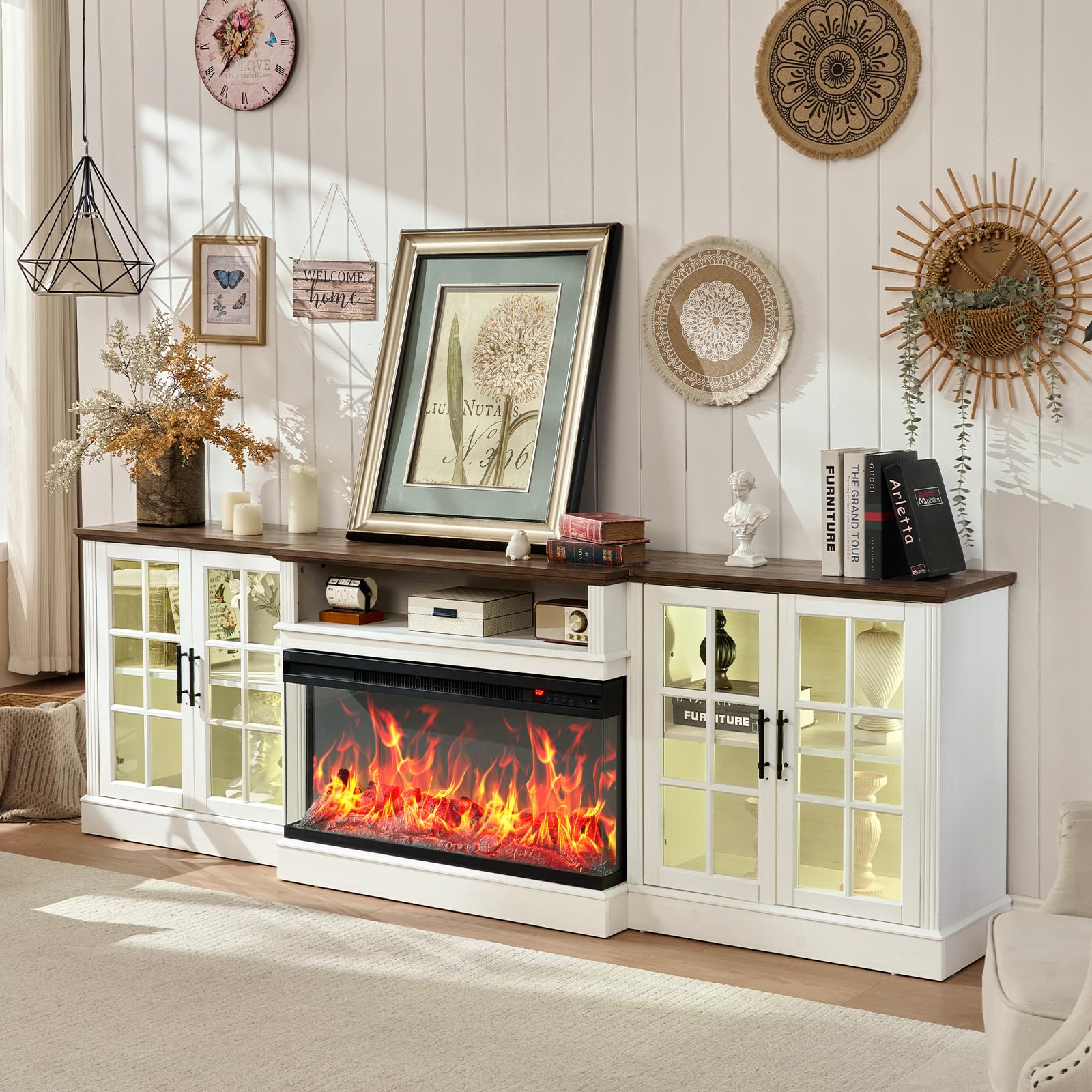 Photo 1 of ***PARTIAL SET - PRICE ADJUSTED***ROCKPOINT 97" Farmhouse TV Stand  for TVs up to 100", Media Entertainment Center with Adjustable Shelves and Large Storage Cabinets, ESPRESSO COLOR
