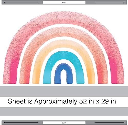 Miniatura 8 de Kit de calcomanías de pared de acuarela retro arcoíris (verde azulado)