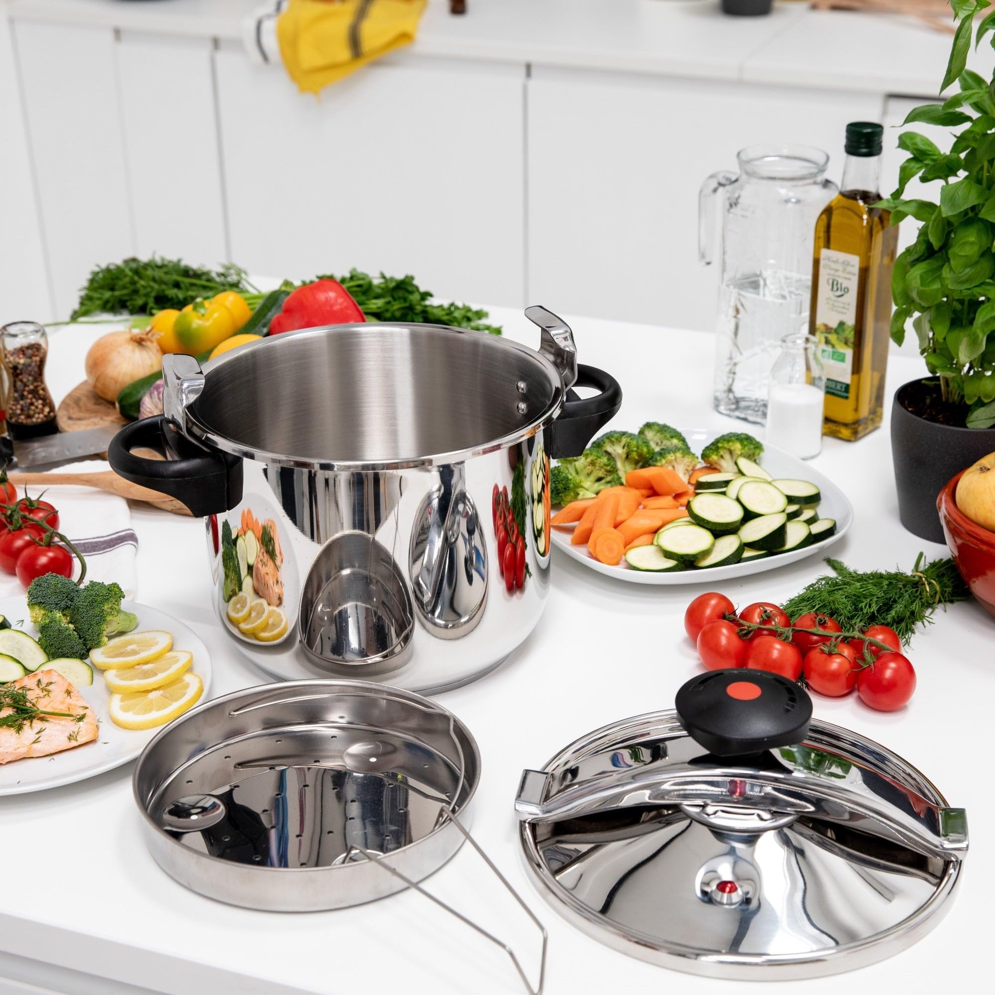 KITCHEN MOVE Szybkowar ze stali nierdzewnej Ø 22 cm, 6 l, z koszem do gotowania