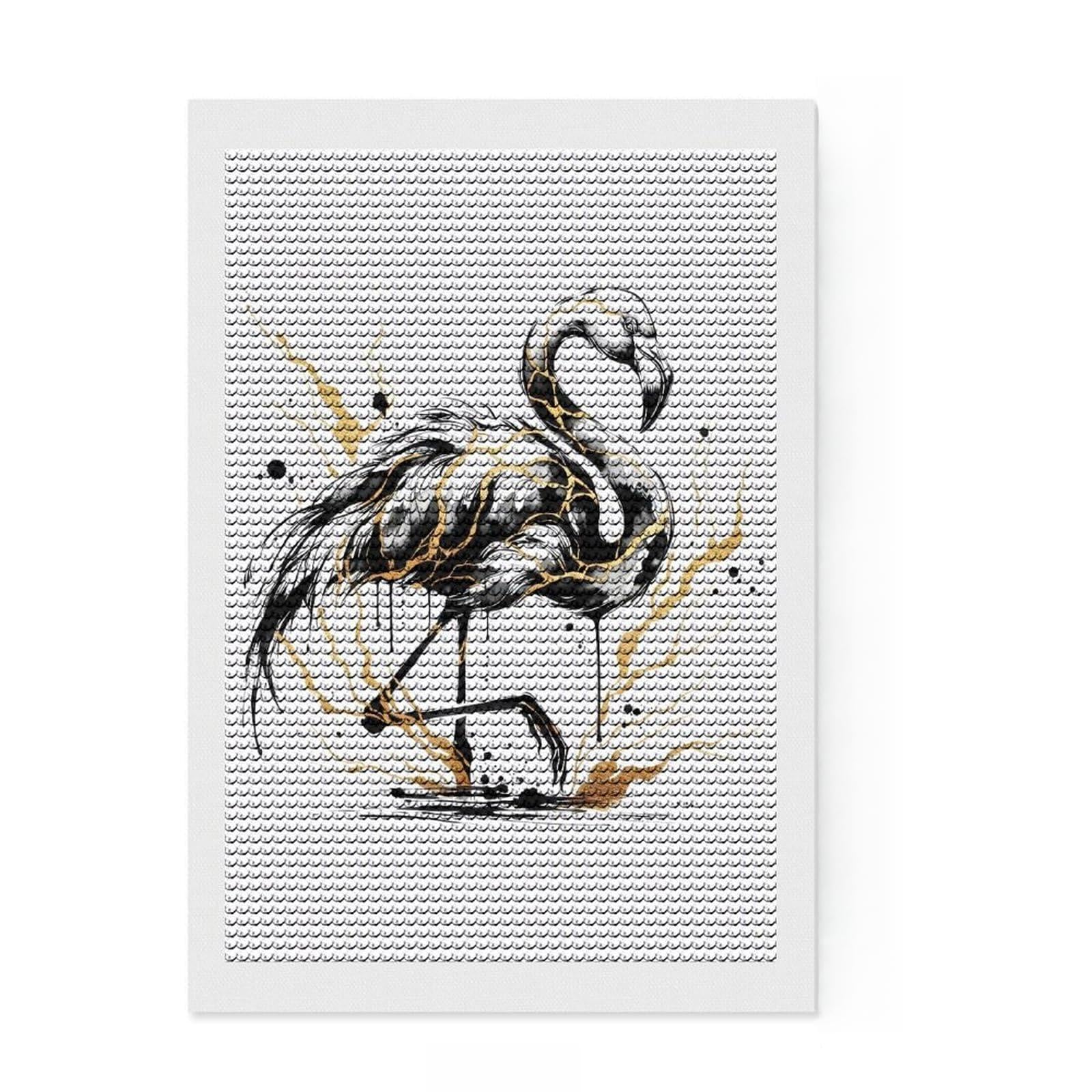 Junmoney Ink Flamingo Diamond Art Kit 8"x12", with Tool Kit, Easy to Enjoy, Bedroom Decor, Christmas Gift, Pleasing Wall Art Project