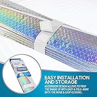 Vista 4 de BDK Parasol plegable de acordeón iridiscente para parabrisas de automóvil, diseño de sirena iridiscente, bloquea los rayos UV, visera solar