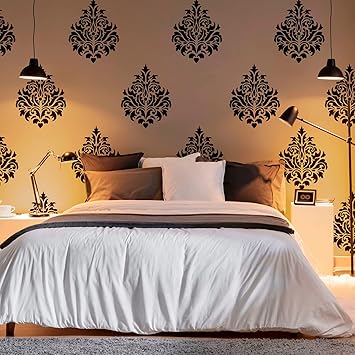 Kayra Decor Damask Stencils for Wall Painting - Pack of 1, 16 inch x 24 inch - (KHS716)