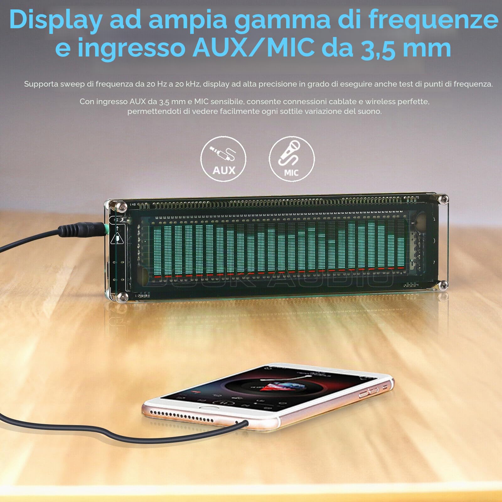 Nobsound, amplificatore per musica, indicatore a 15 livelli, VU meter, display VFD al LED