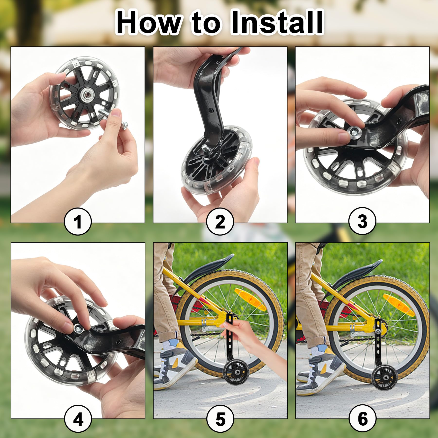 VEEKAY Ruedas de apoyo para bicicleta infantil Estabilizadores Ruedines Universal 12 14 16 18 20 Pulgadas