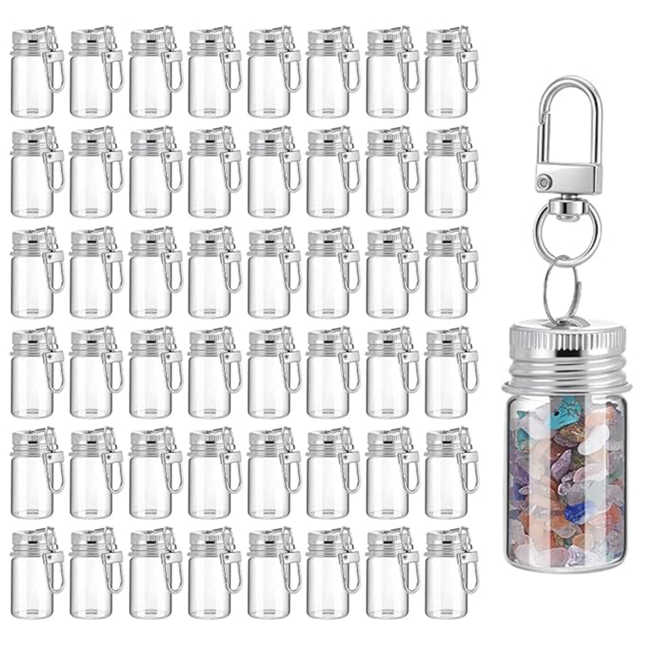 Mini botellas de vidrio con llavero de metal para un transporte seguro y cómodo