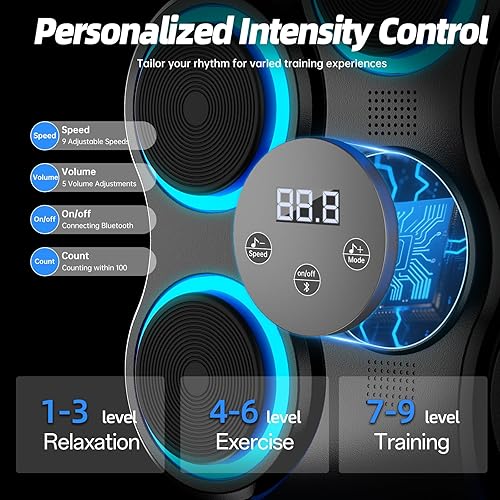 Miniatura 8 de Máquina de boxeo musical para adultos y niños, entrenador de boxeo interactivo con guantes de boxeo, blanco de boxeo electrónico de gran tamaño