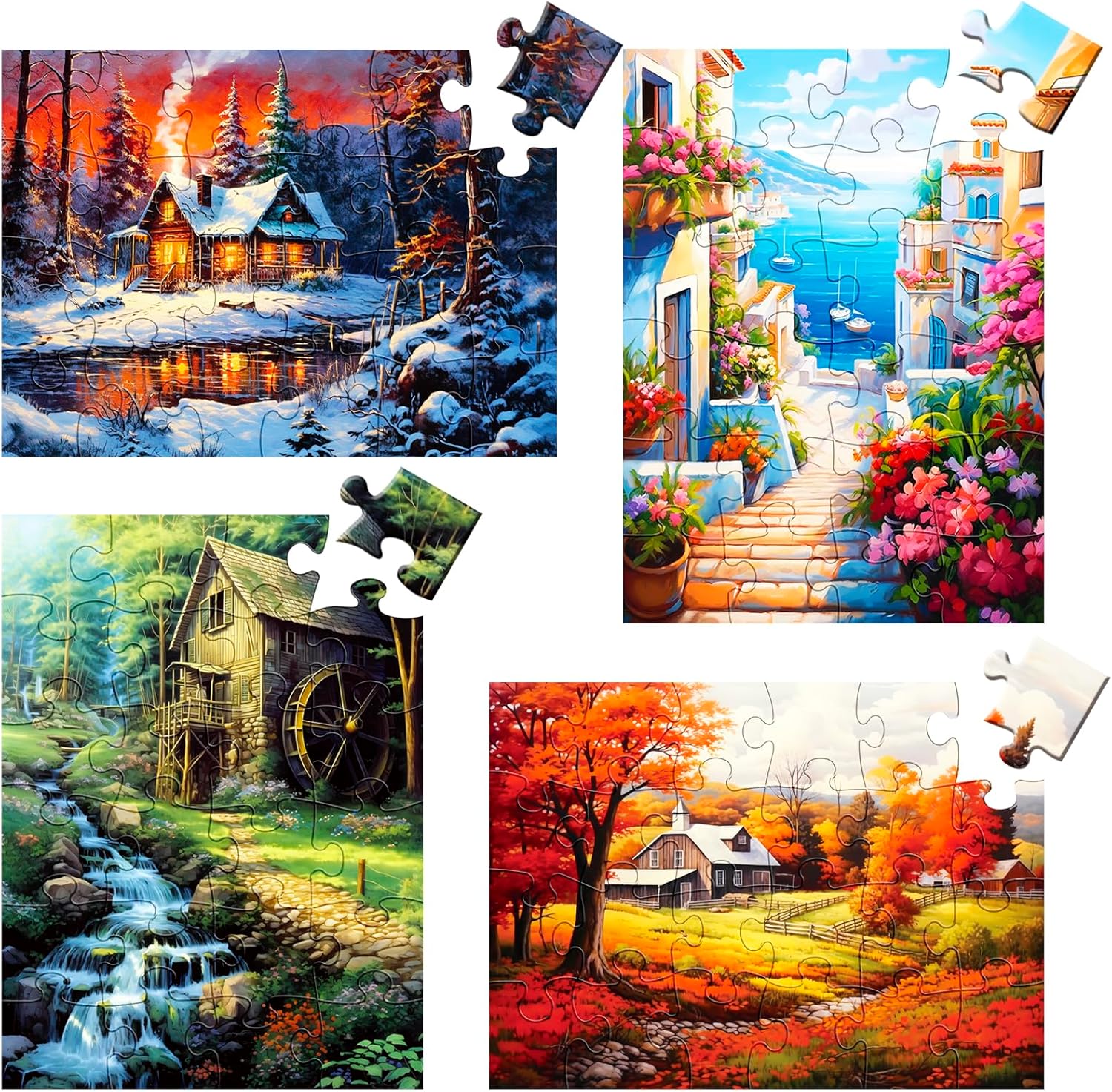 4 Packs Large Piece Puzzle for Seniors Dementia 24 Pieces Puzzles for