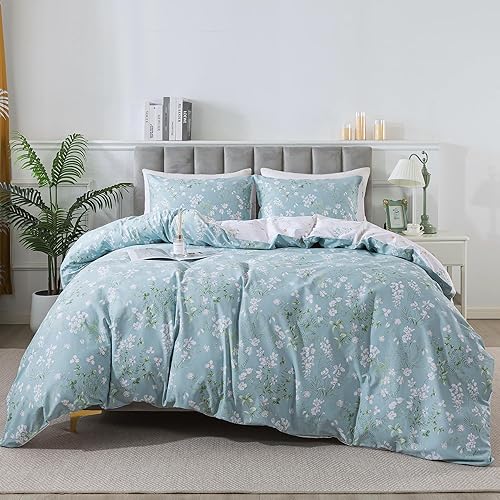 Miniatura 432 de HoneiLife - Juego de funda de edredón floral 100% algodón, 3 piezas, botánica, ropa de cama con cierre de cremallera y lazos en las esquinas