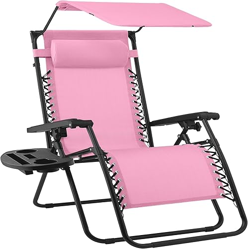 Miniatura 27 de Best Choice Products Silla reclinable plegable de gravedad cero para exteriores con toldo ajustable, reposacabezas, bandeja lateral para accesorios