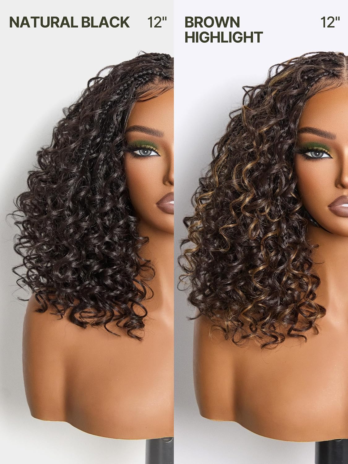 Frodio Veralux™ 13x6 HD Lace Frontal Wig Glueless 12" Cruly Boho Braids Water Wave Pre-Cut Lace Wig Premium Fiber Braided Beginner Friendly 12 Inches Highlight Brown Color