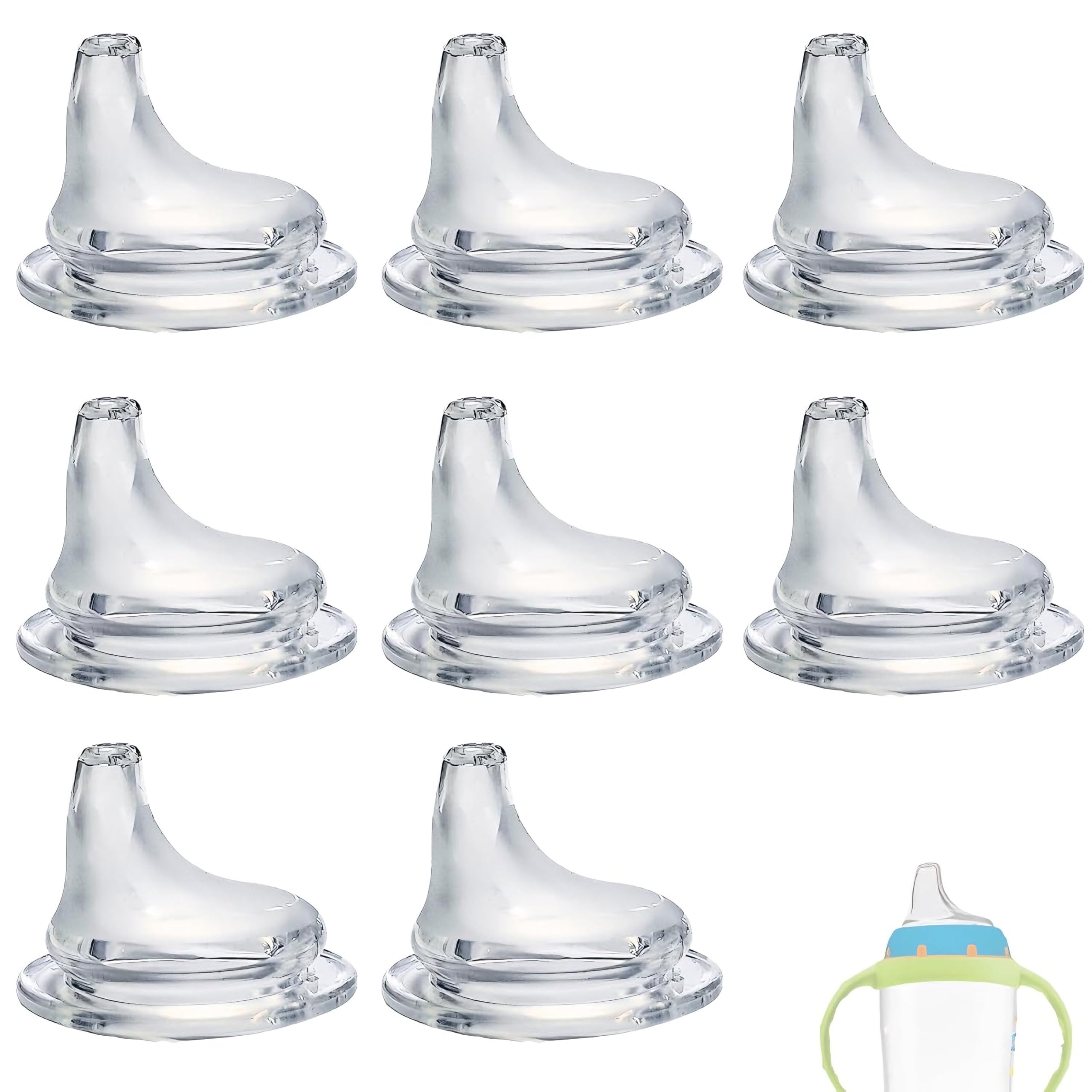 8Pack Replacement Silicone Spout Compatible with NUK Activity and Learner Cups, Nipple Replacement Spouts Leak-Proof, BPA-Free, Easy to Clean, Easy