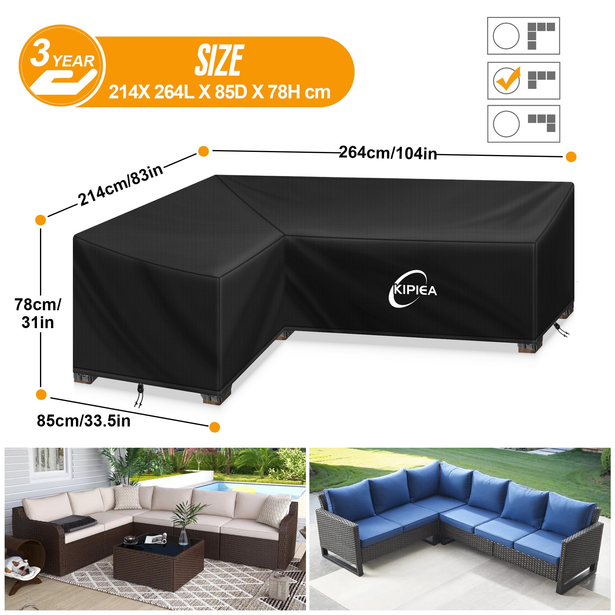 Kipiea L Shaped Garden Furniture Covers Waterproof - Image 2