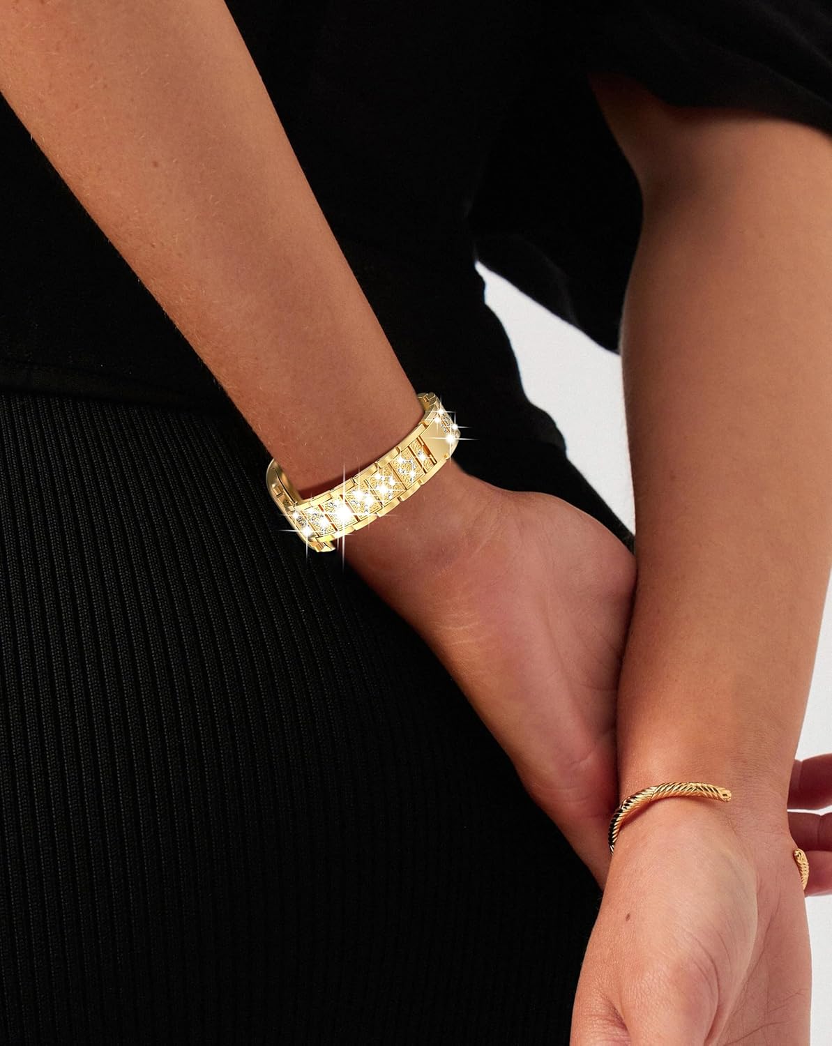 KADES Compatible with Apple Watch Band for Women, Fits for Series 11/10 (46/42mm), Series 9/8/7 (45/41mm), Series 6/5/4/SE (44/40mm), Series 3/2/1 (42/38mm), Shiny Rhinestone Metal Bracelet Strap - Image 8