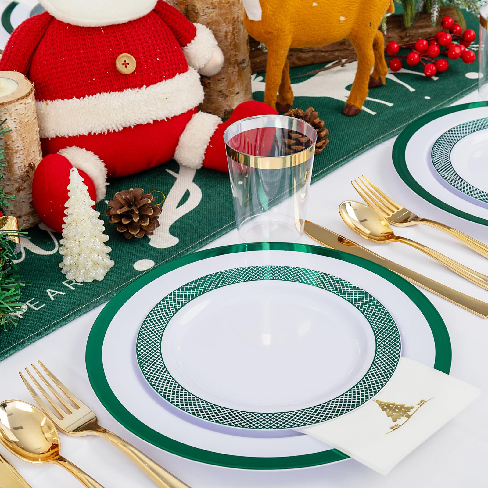 Amazon.com: Ciaell 175PCS Christmas Plastic Plates - White and