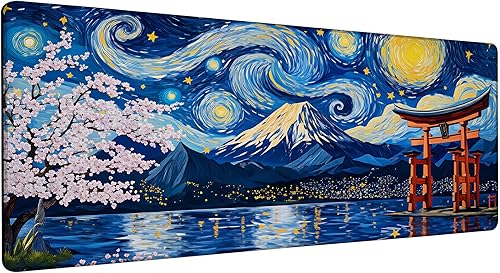 Miniatura 28 de Highland Cow Starry Night - Alfombrilla de mouse grande para escritorio, teclado extendido, alfombrilla de mouse de anime con base antideslizante y