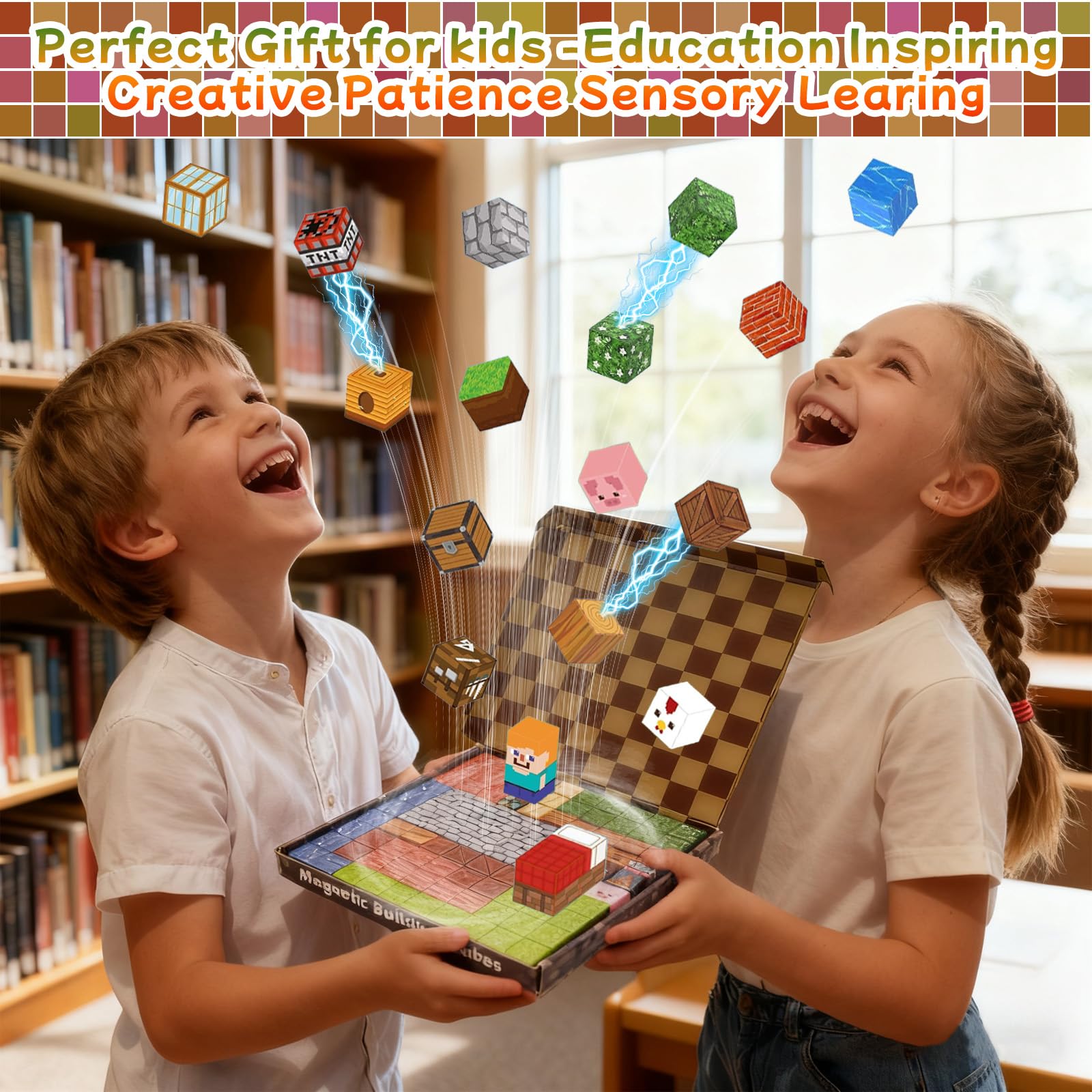 Magnetic Building Blocks for Kids -100 PCS Magnet Blocks, Stacking Magnets for Kids, Sensory Toy for STEM Constructions Magnet Blocks for Girls Age 3+, Birthday Gifts for Toddler (Animal House)