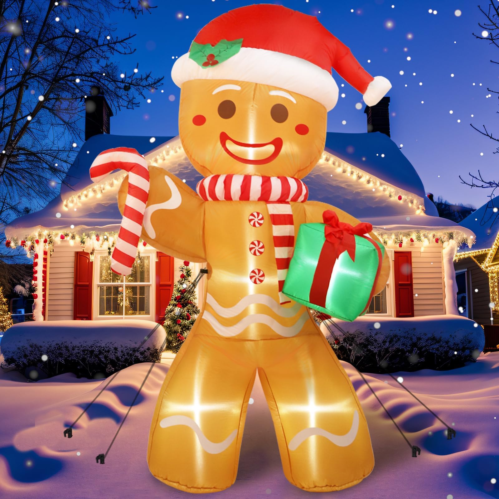 Ourwarm 8Ft Christmas Inflatable Outdoor Decoration, Inflatables Gingerbread Nutcracker Blow Ups With Led Lights, Decorations For Xmas Lawn Yard Decor