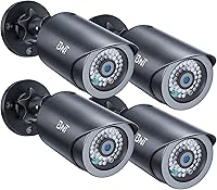 Vista 9 de BNT Cámara de seguridad falsa con energía solar, cámara de vigilancia falsa en forma de bala con luz LED roja para noche, calcomanía de advertencia