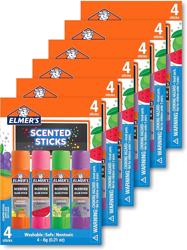 Elmer’s Scented Glue Sticks Safe Nontoxic School Glue 4 Count (6g Each)