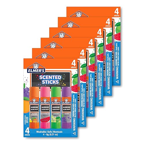 Miniatura 27 de Elmer's Barras de pegamento perfumadas, lavables, transparentes, variados, 0.21 oz, 6 paquetes de 4 (24 unidades en total)