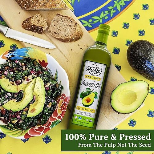 Vista 15 de De La Rosa Aceite de aguacate 100% puro, Kosher para Pascua, vegano, sin OMG y sin gluten, ideal para cocinar con alto punto de humo, primer aceite
