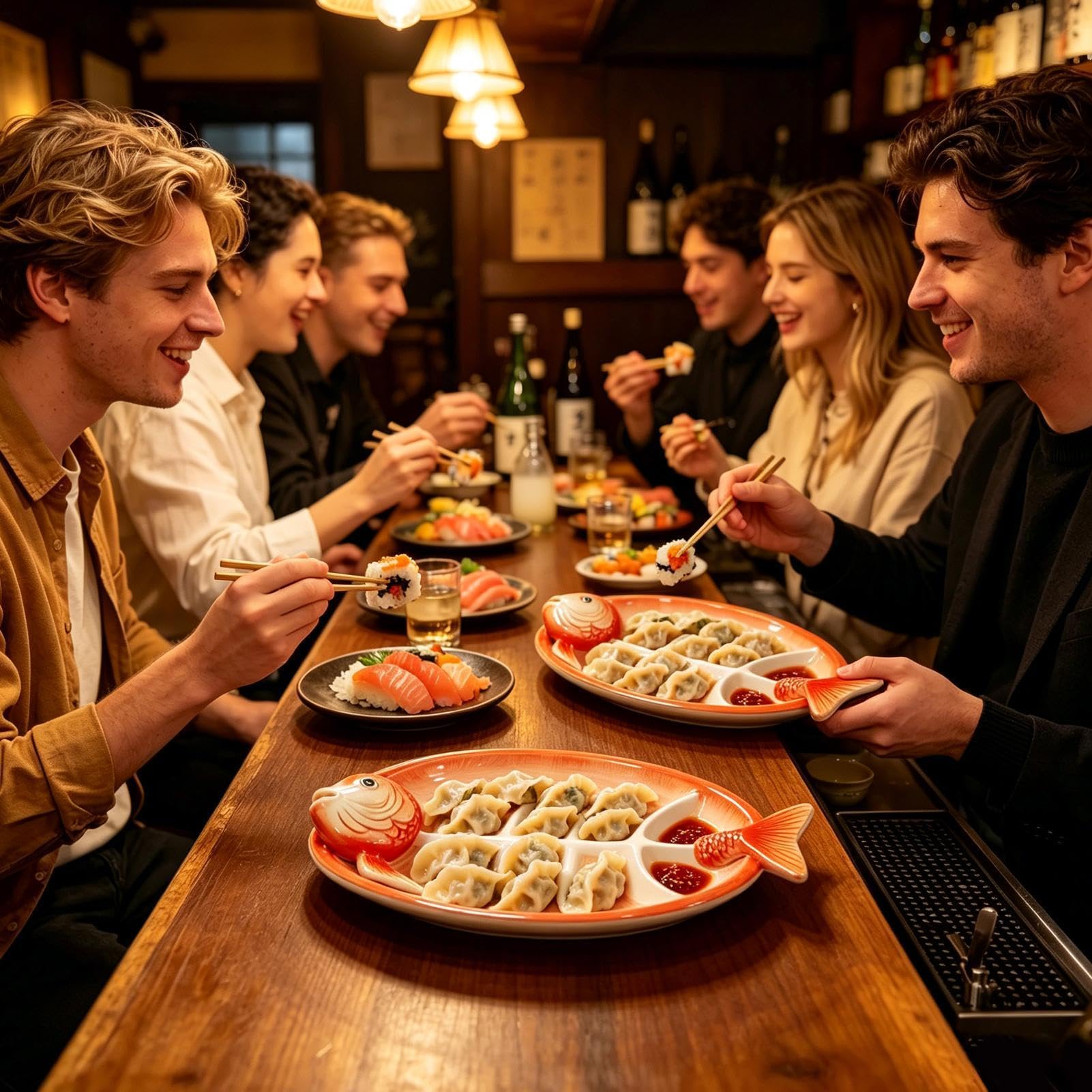 da Sushi Stoviglie in Ceramica Dipinte a Mano a Forma di Pesce | Vassoio da Portata per Dumpling Snack Antipasti Frutta Feste Compleanni Festival Casa Cucina Ristorante Appartamento