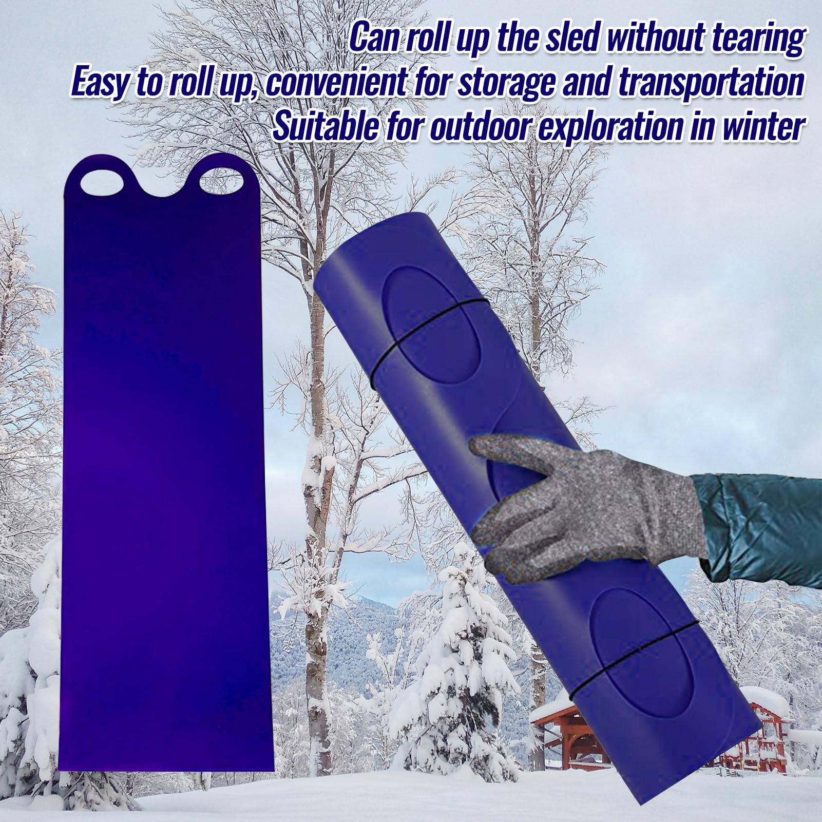 Snow Crazy Carpet Sleds for Kids, Winter Flying Carpet, Flexible Lightweight Roll Up Snow Sled Portable Rolling Snow Slider, Ski Board with Handles for Children Adult Winter Outdoor Sports — view 4