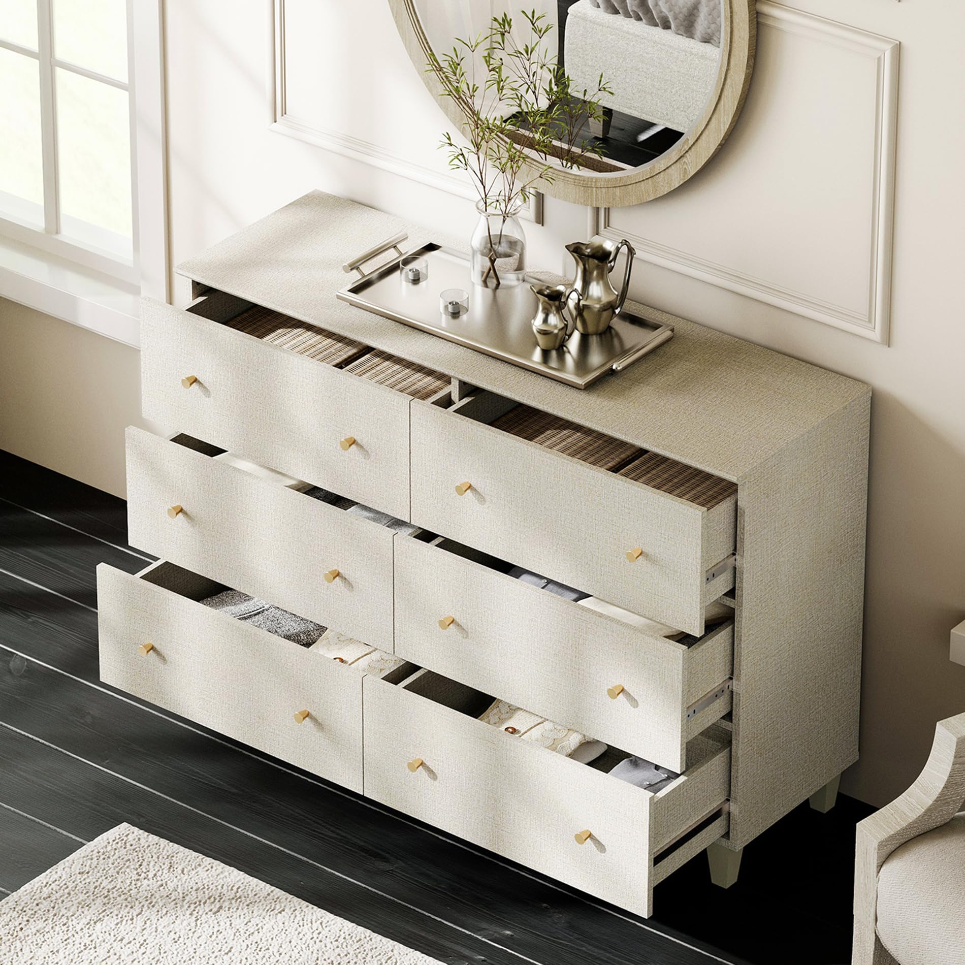 送料無料】Vertical 12 Drawer Chest - BEIGE 送料無料】Vertical 12 Drawer Chest - BEIGE