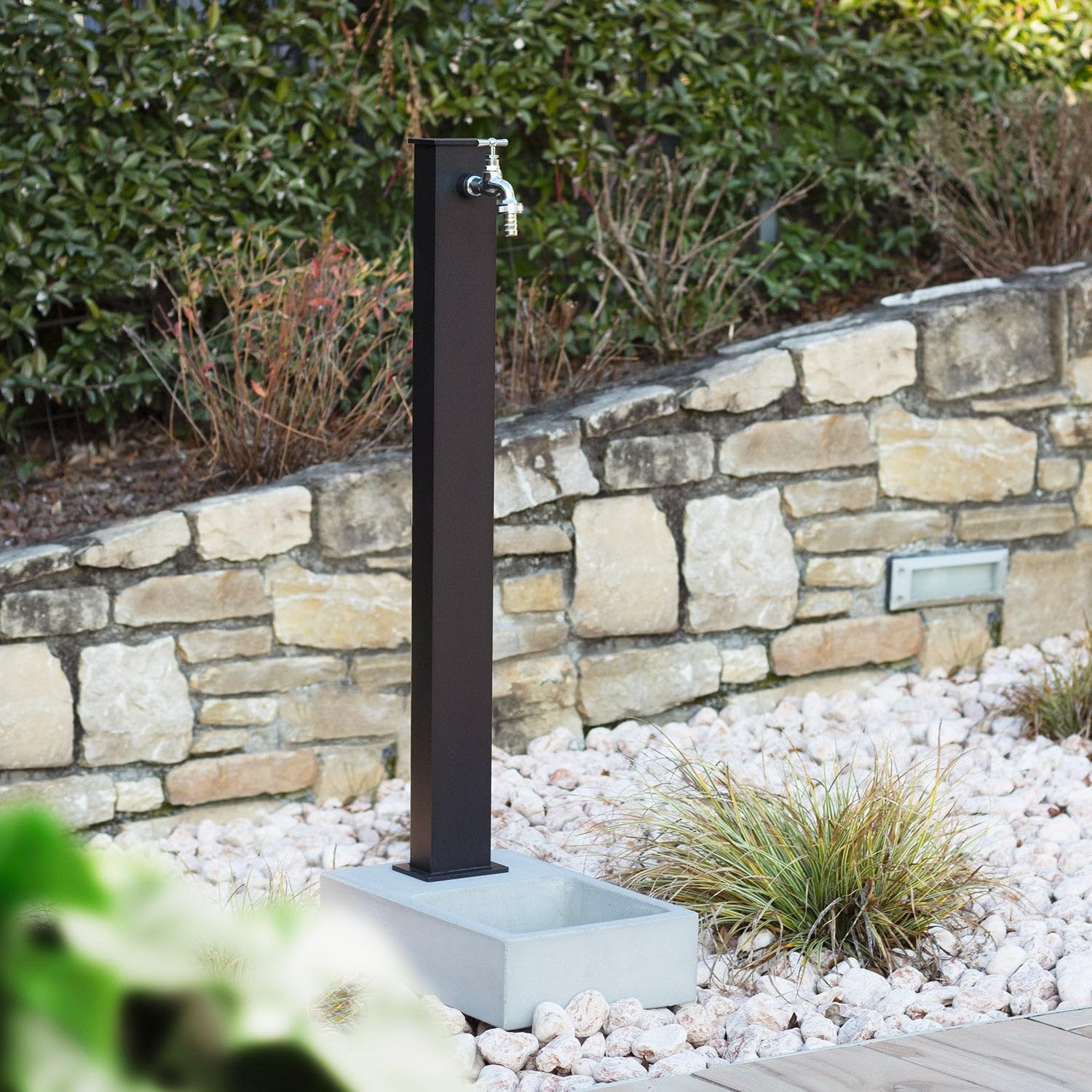 Base Vaschetta per Fontanda da Giardino 25x39xH10 cm in Calcestruzzo Plinto Grigio CLS