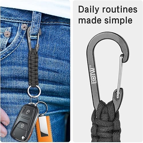 Miniatura 4 de EOTW Llavero con mosquetón, pequeño mosquetón con llavero de paracaídas, clip de aluminio, anillo D para campamento, senderismo, pesca o como