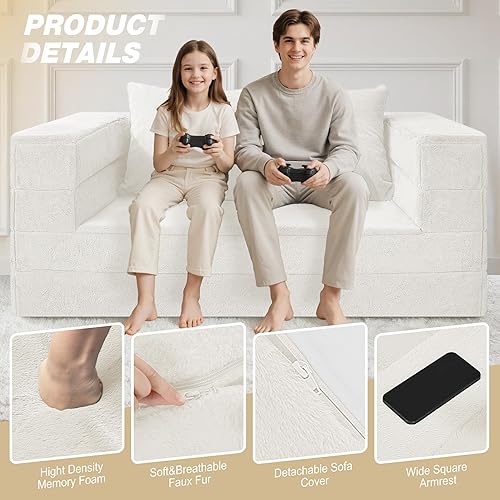 Miniatura 120 de Cama humana gigante para perro, cama 3 en 1 para perro de tamaño humano con funda de piel sintética lavable, cama grande plegable para mascotas con