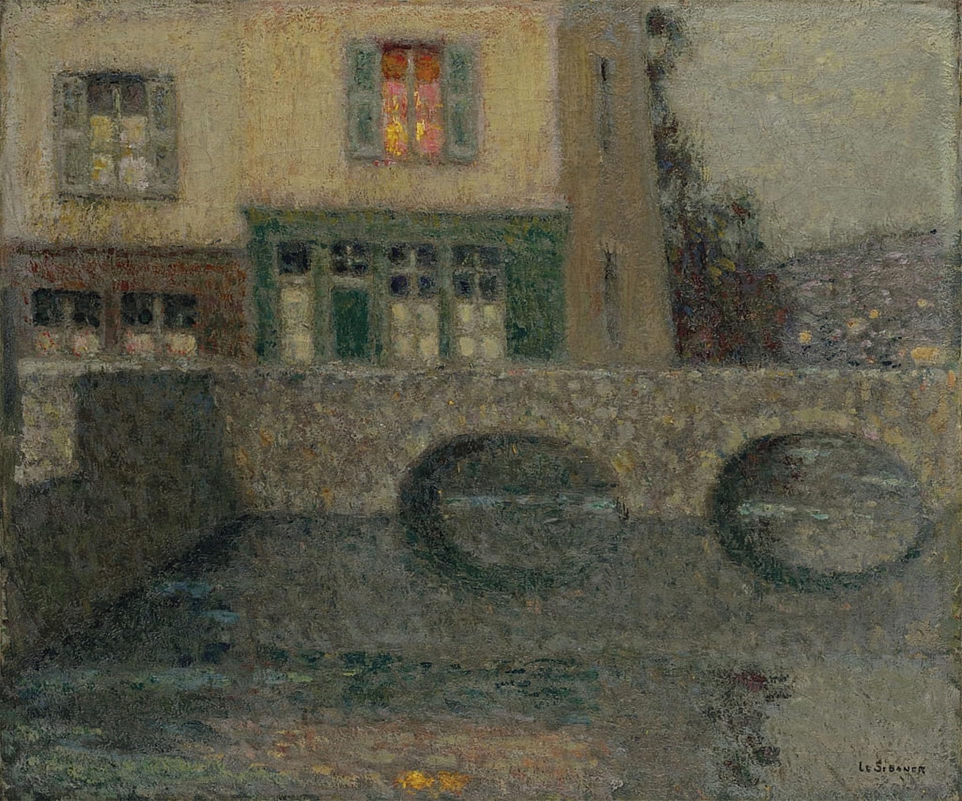 ARTXLXXBN Famous Art Print Poster Vintage Wall Art the Bridge Between by Henri Le Sidaner Canvas Art Poster for Home Decor 60x90cm