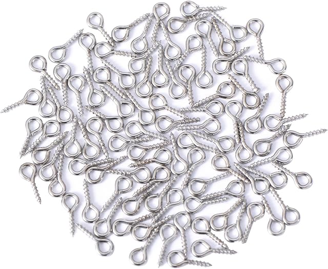 10 mm by Hoop 4 mm Eye Screw Hooks Stainless Steel Eye Lags for Resin, Jewelry, Bead and Plastic, 100 Pieces