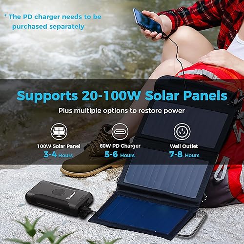 Miniatura 5 de Renogy Banco de energía de 72000 mAh 266 Wh 12 V con 60 W PD batería CPAP para campamento gran capacidad con carga inalámbrica USB-C DC y linterna