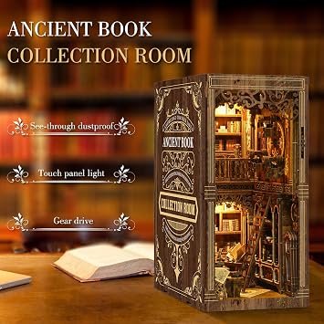 Book Nook Kit - (Classic Edition) - DIY Miniature Wooden Puzzle | Vintage Book Collection Room with LED Lights | 3D Dollhouse Bookend for Bookshelf Decoration | Creative Gifts