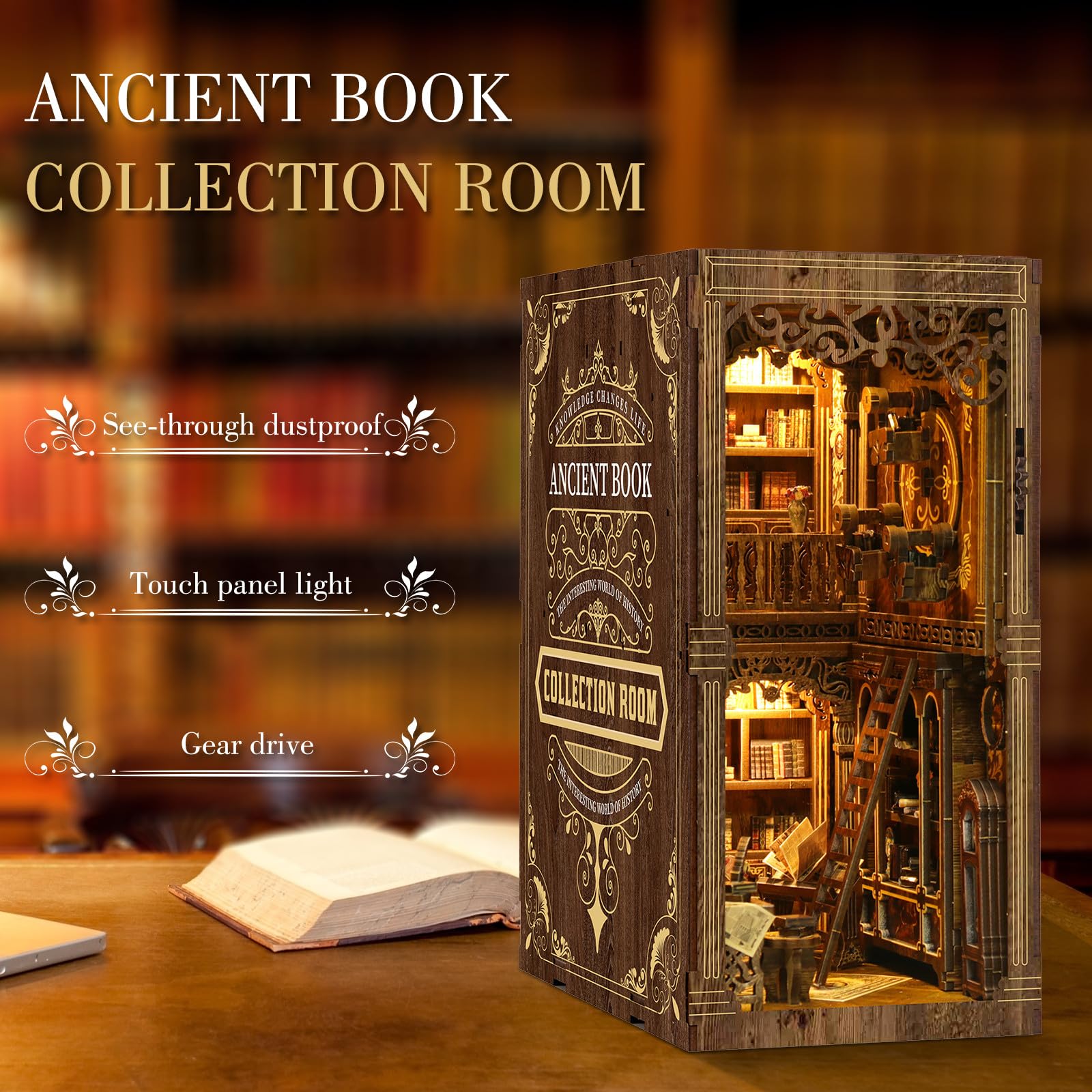 Kit DIY Mini Café En Bois - Puzzle 3D, Décoration Étagère, Cadeau Adulte (Book Nook Style)